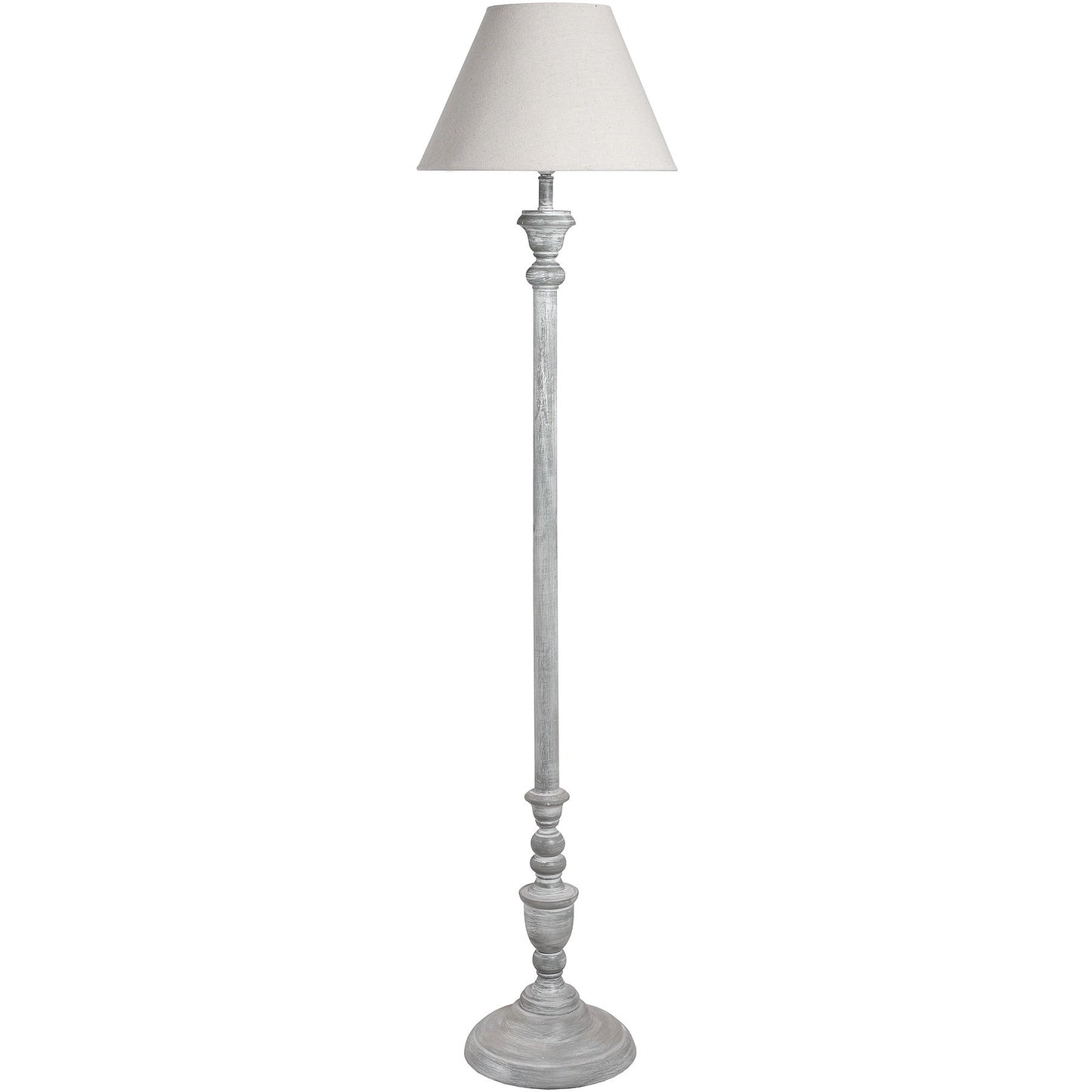 Washed wood Floor Lamp with linen lampshade