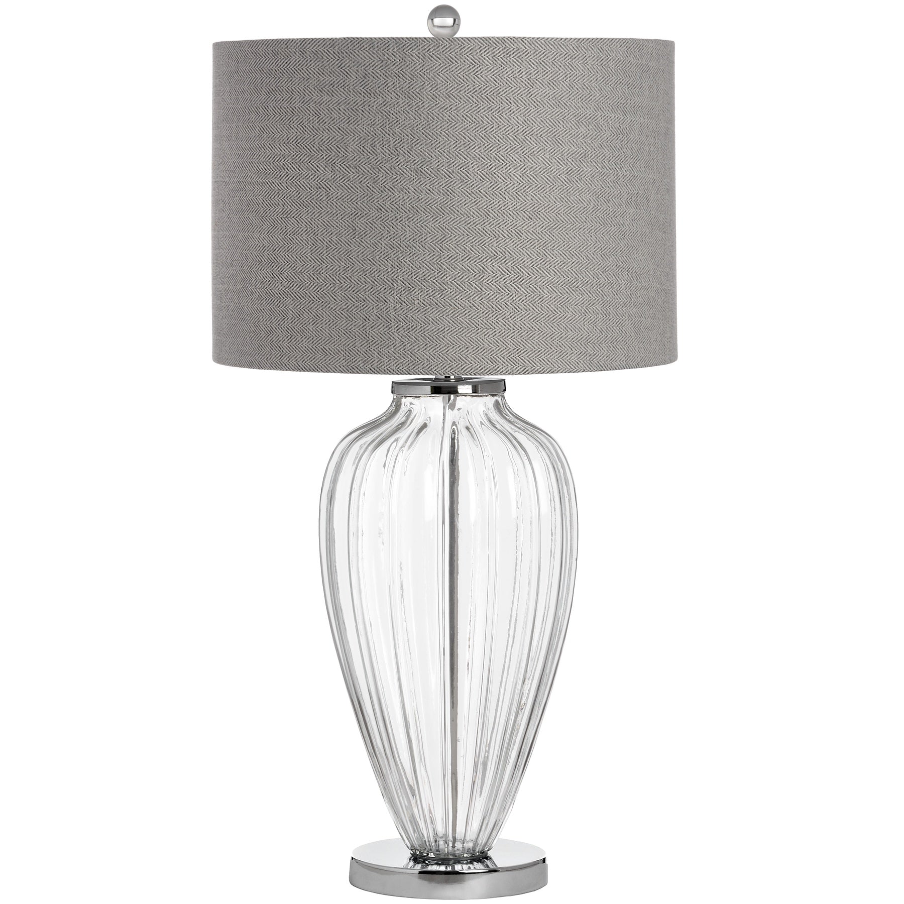 Tall Glass Table Lamp with Linen Lampshade