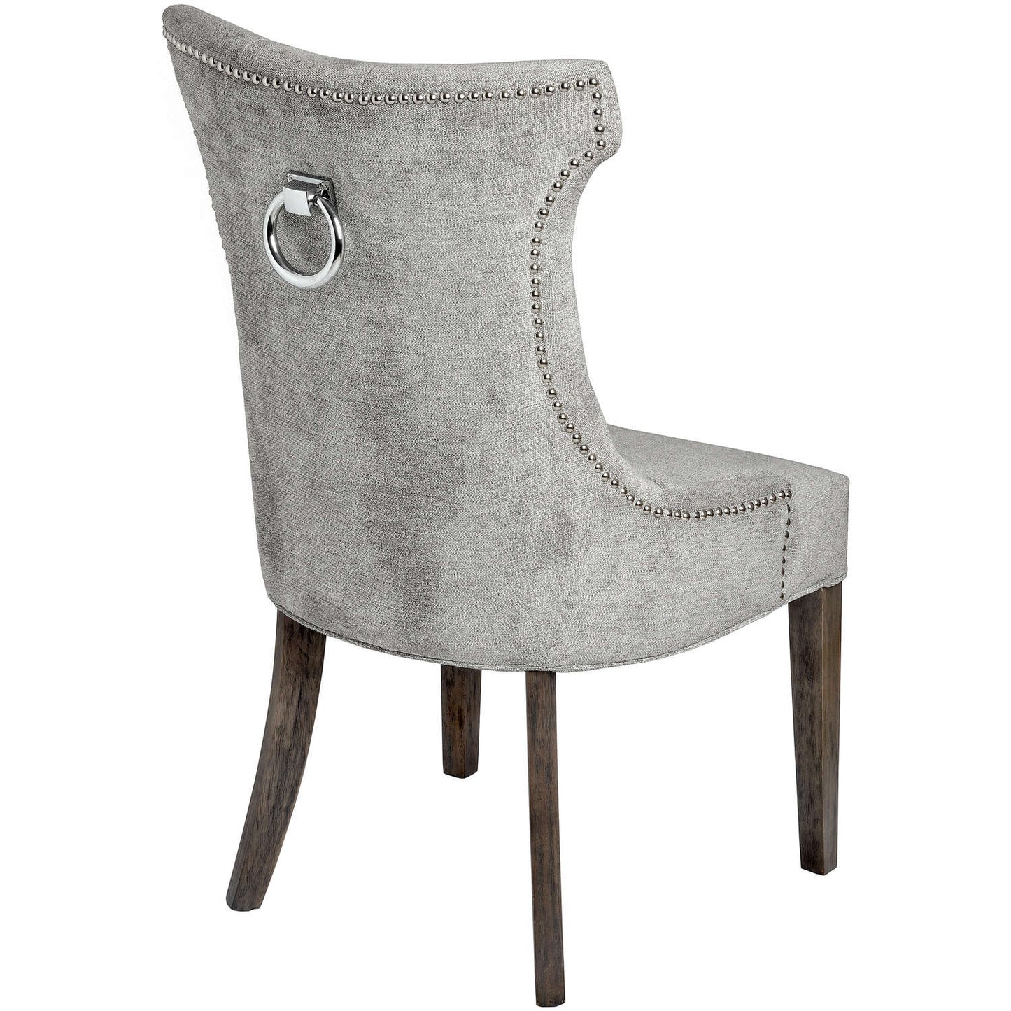 Silver High Wing Ring Backed Buttoned Dining Chair