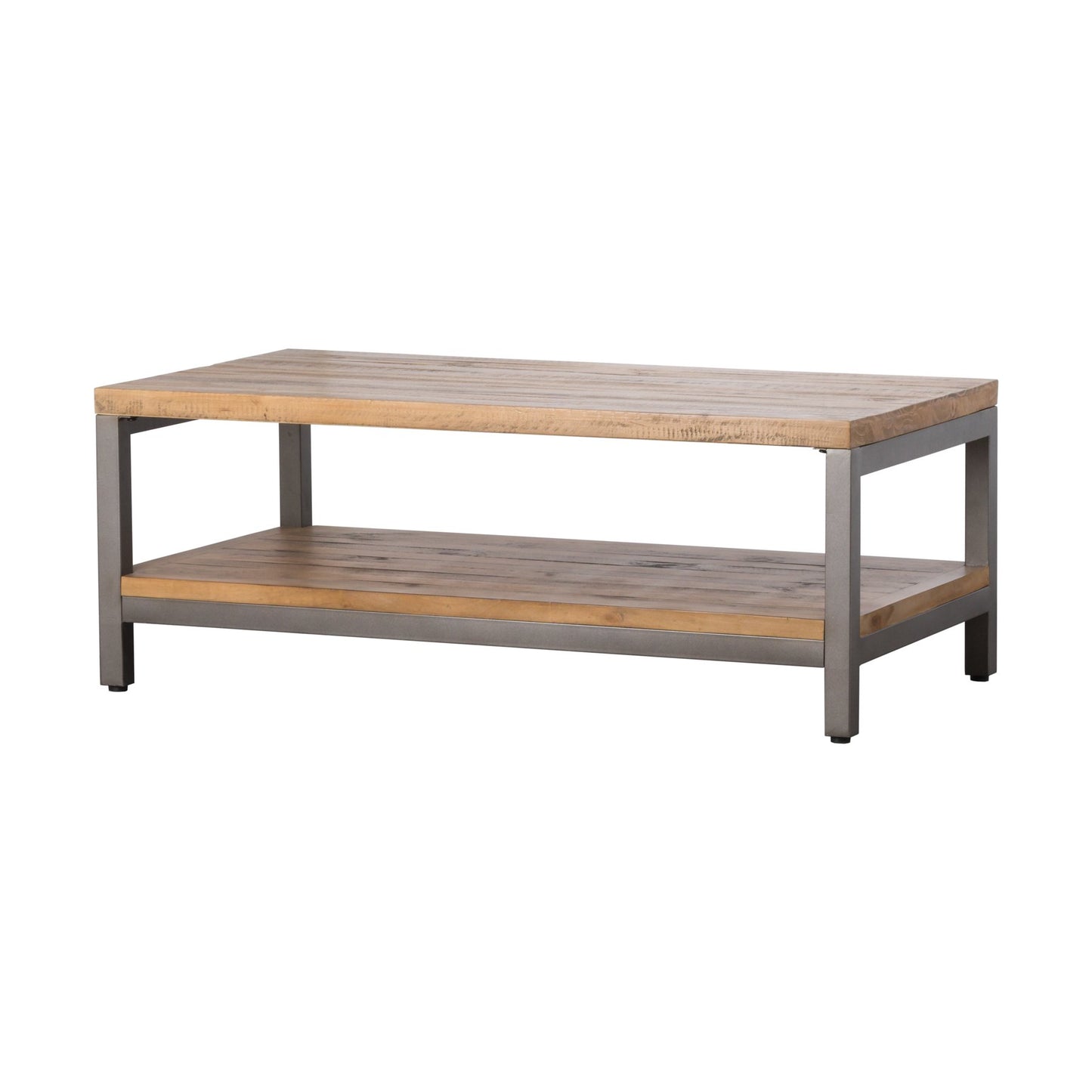 Solid Pine Coffee Table With Gun Metal Frame