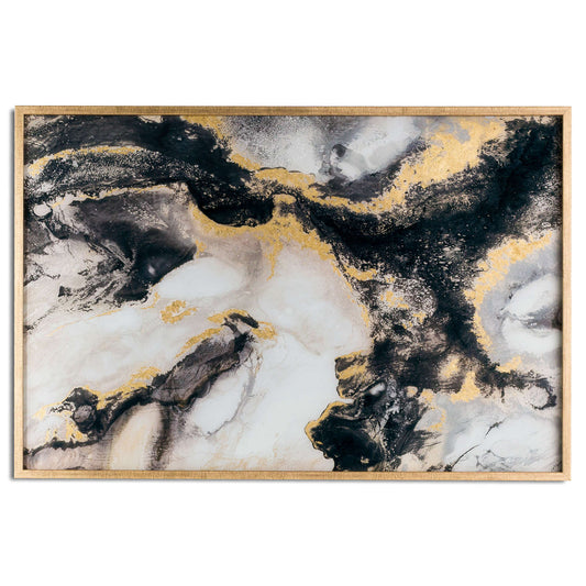 Marble Effect Black And Gold Glass Image In Gold Frame