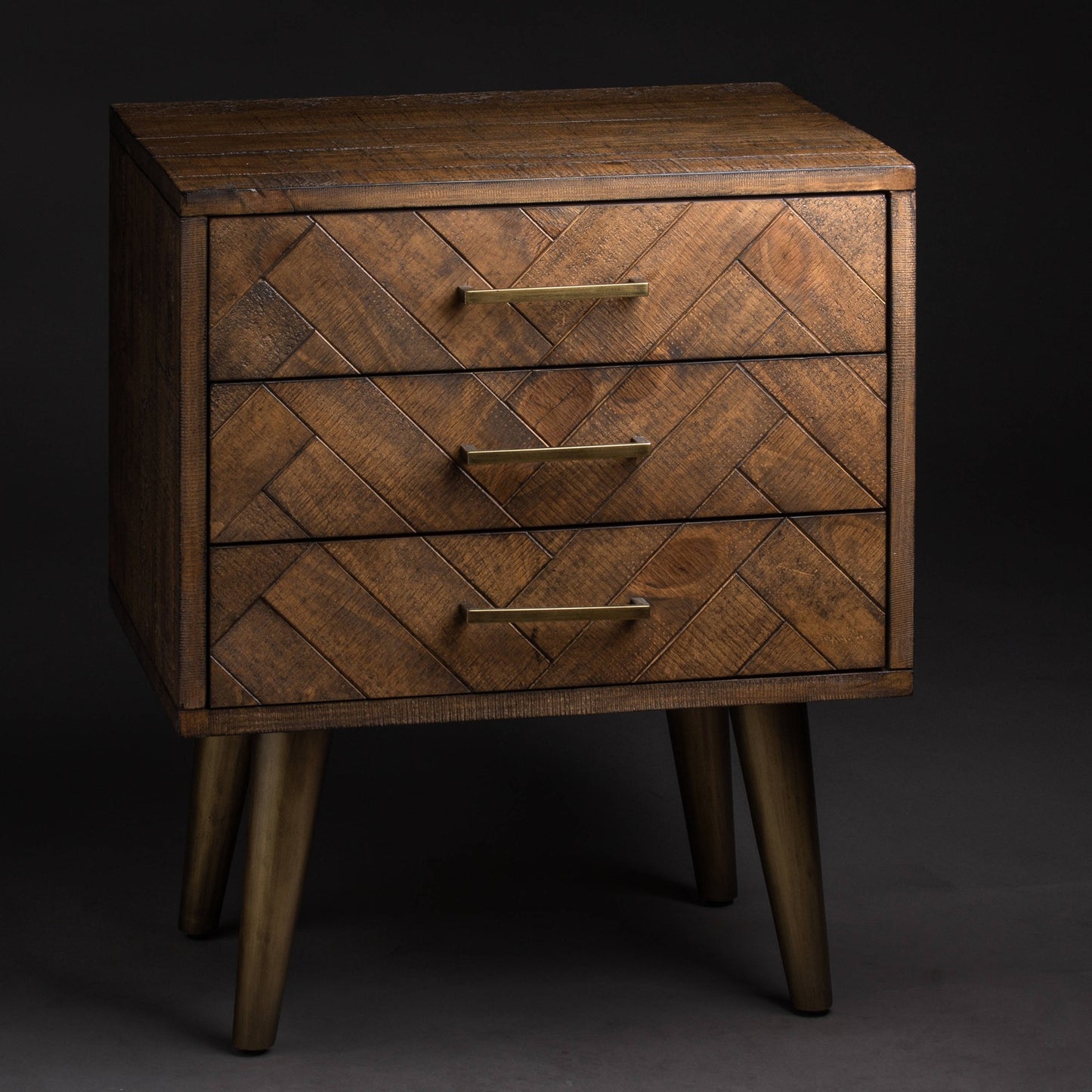 Havana Gold 3 Drawer Bedside Table