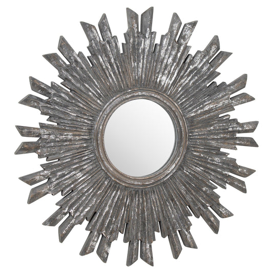 Circular Antique Metallic Burst Mirror
