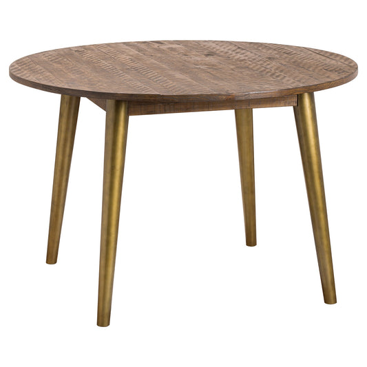 Pine and Gold Circular Dining Table