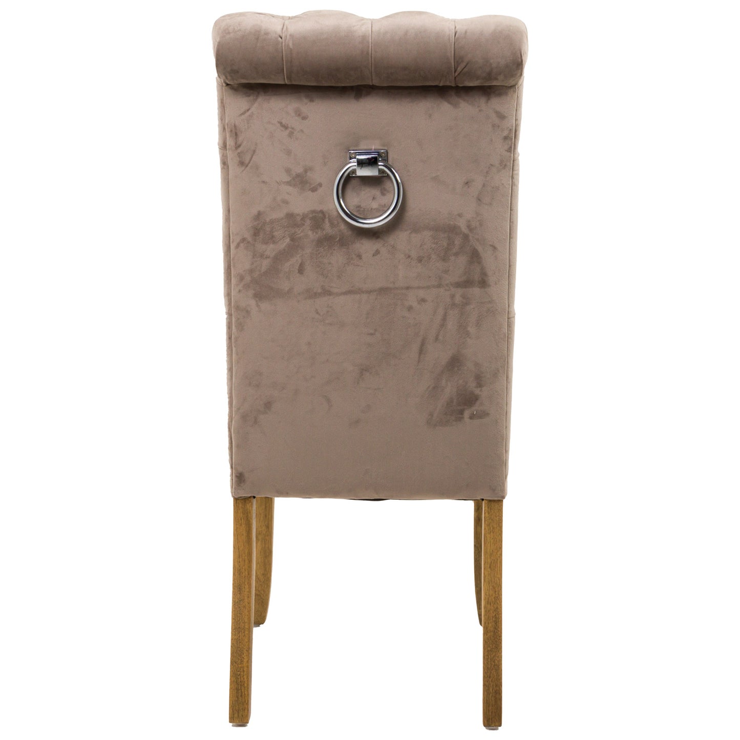 Chelsea Roll Top Beige Velvet Buttoned Dining Chair