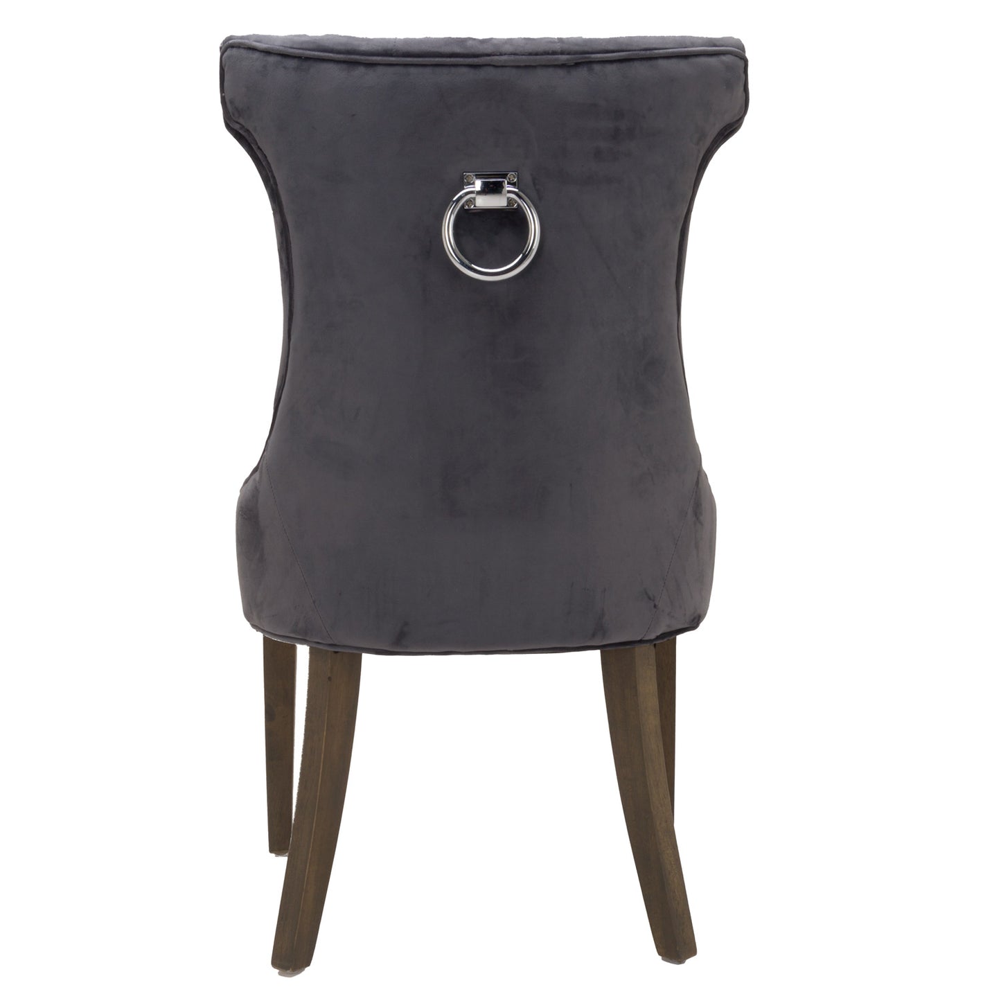 High Wing Ring Backed Dark Grey Velvet Dining Chair