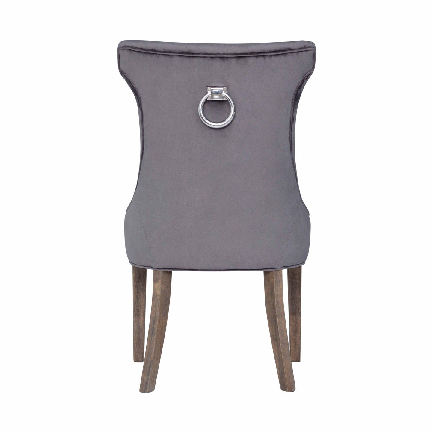 High Wing Ring Backed Dark Grey Velvet Dining Chair