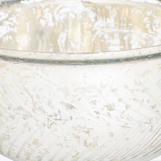 The Lustre Silver Glass Decorative Extra Large Footed Bowl