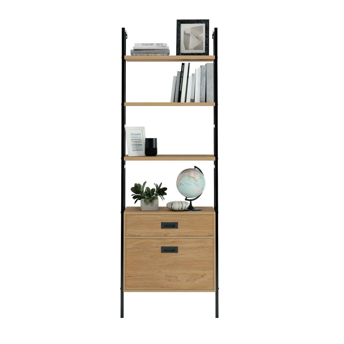HYTHE WALL MOUNTED 4 SHELF BOOKCASE WITH DRAWERS