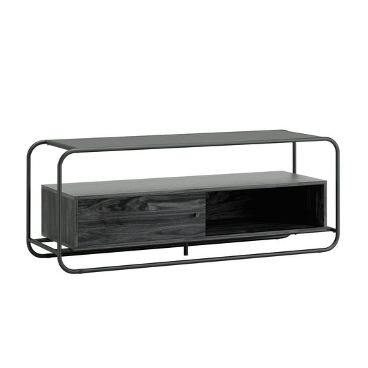 METRO RETRO STYLE BLACK METAL AND WOOD TV STAND