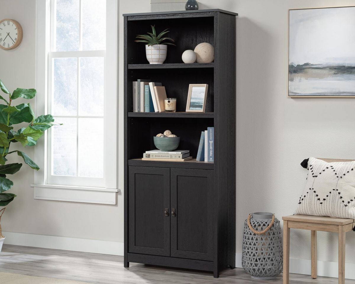 Shaker Style Black Bookcase With Doors