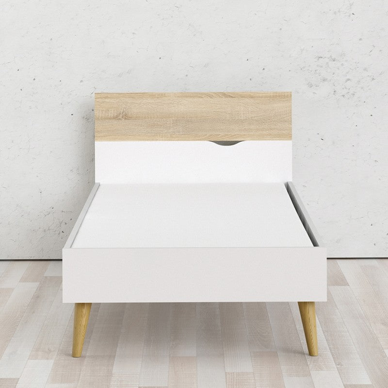 Scandinavian Style Single Bed (90 x 200) in White and Oak