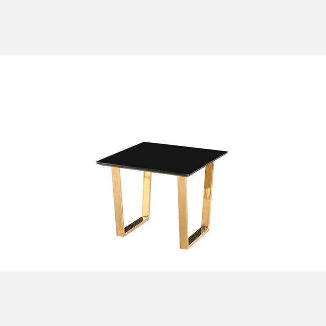 Luxurious Side Table End Table in Black High Gloss and Gold Leg Finish