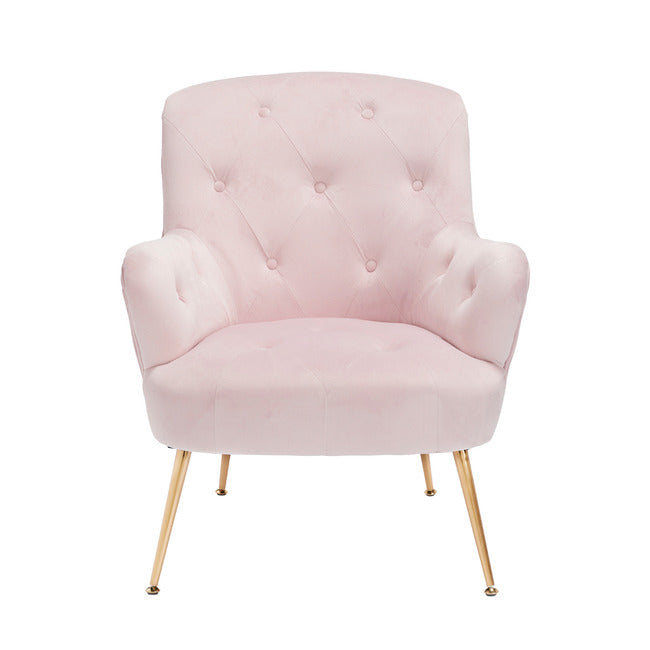 Beautiful Velvet Pink Occasional Armchair With Gold Legs