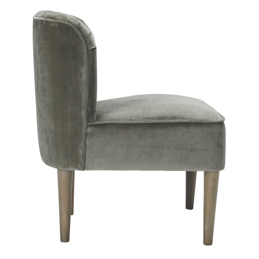 Vintage Grey Velvet Bedroom Lounge Occasional Chair 