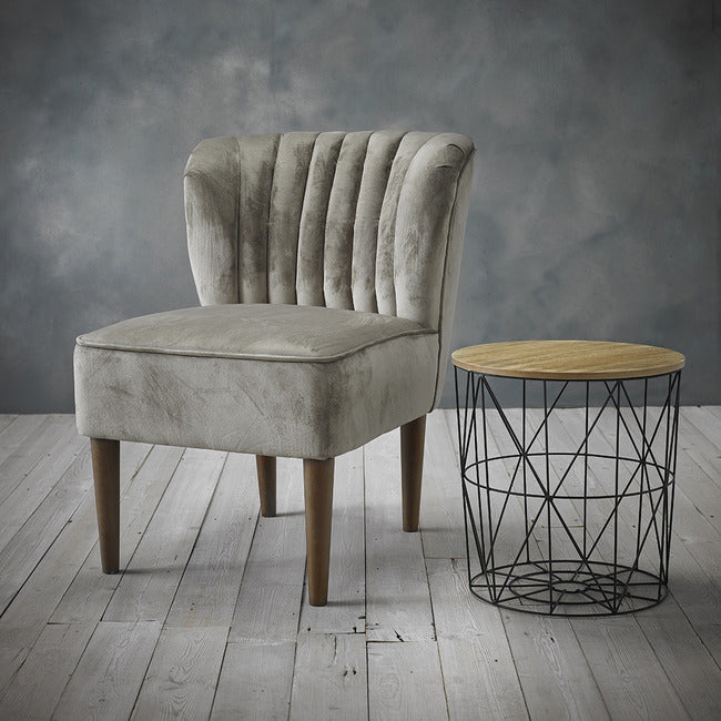 Vintage Grey Velvet Bedroom Lounge Occasional Chair 
