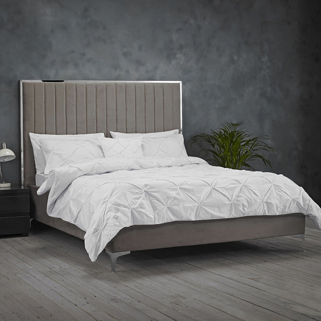 Amira Grey Velvet Kingsize Bed