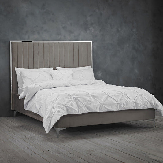 Amira Grey Velvet Kingsize Bed