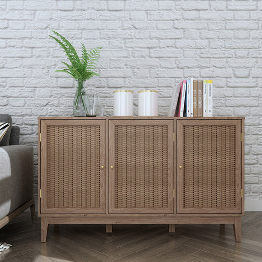 Boho Style Rattan Fronts with Gold Handles Large Sideboard