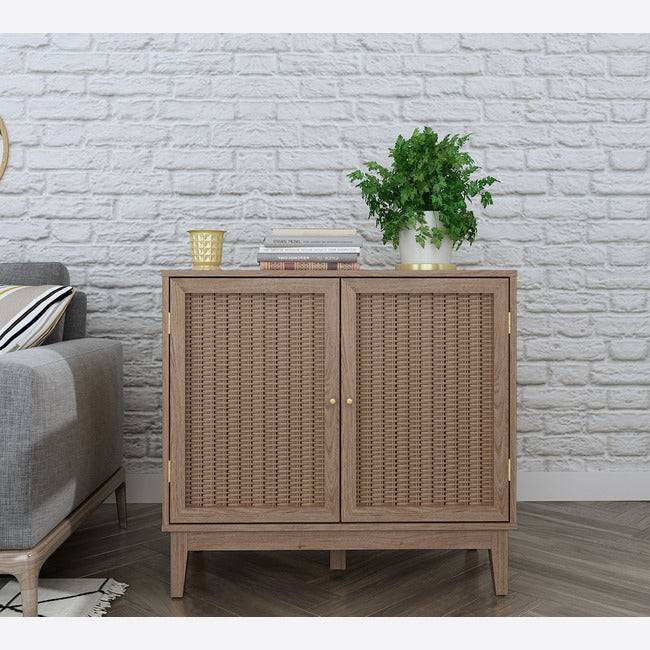 Boho Style Rattan Fronts with Gold Handles Small Sideboard