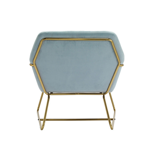 Vintage Style Armchair in Baby Blue Velvet With Gold Frame