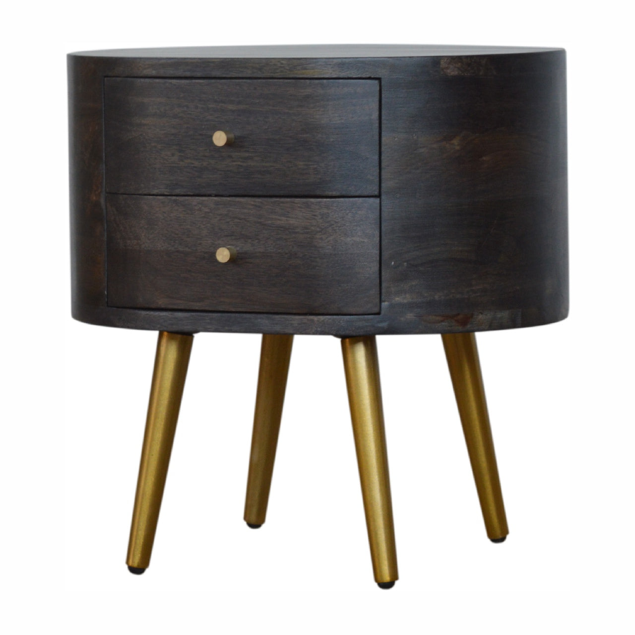 Ash Black Bedside Table with Brass Legs
