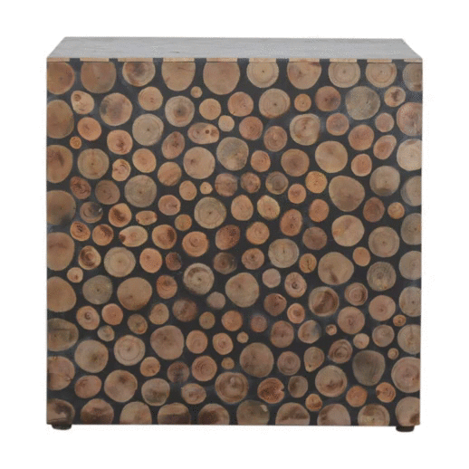 Square Tree Trunk Style Footstool