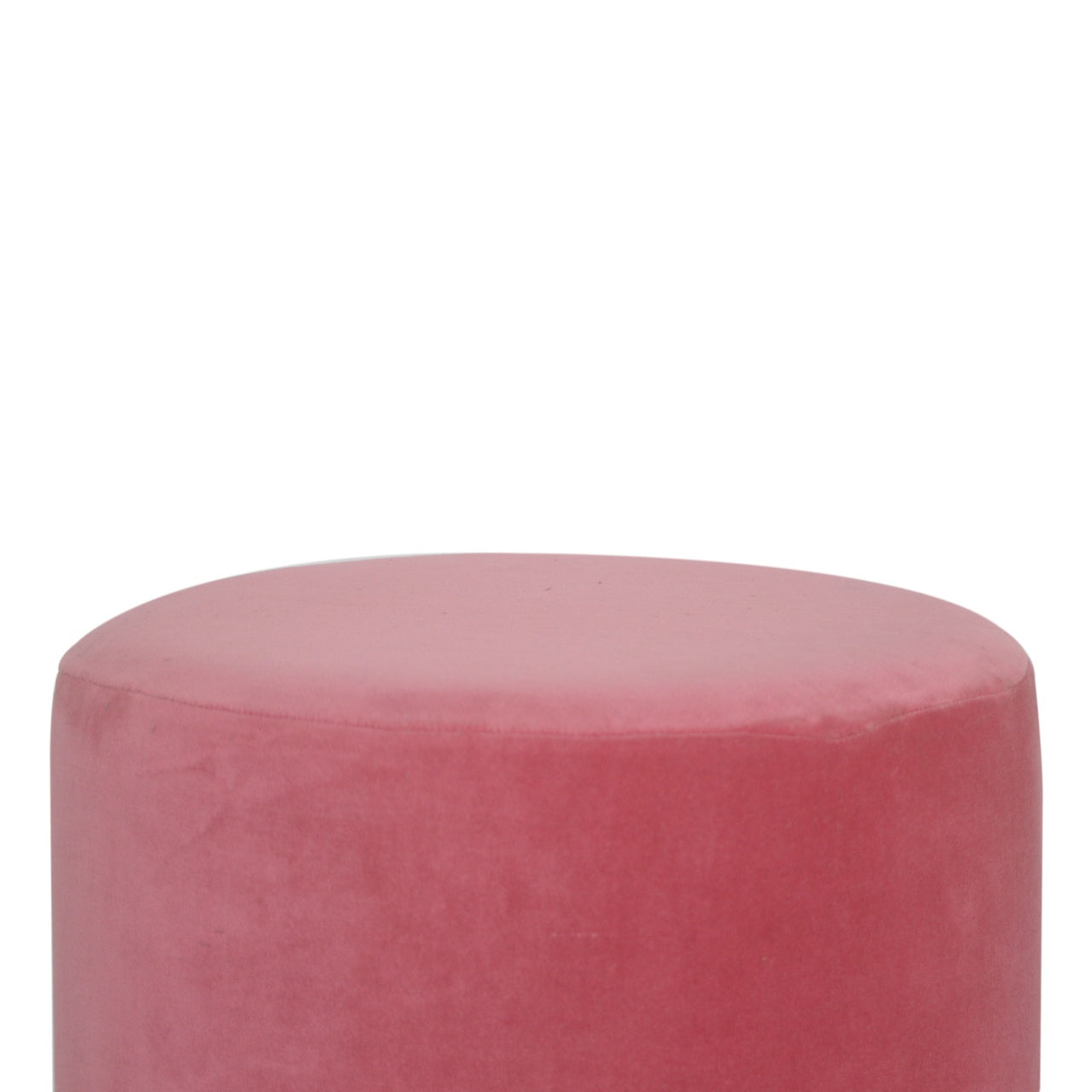 Large Pink Velvet Footstool with Gold Base