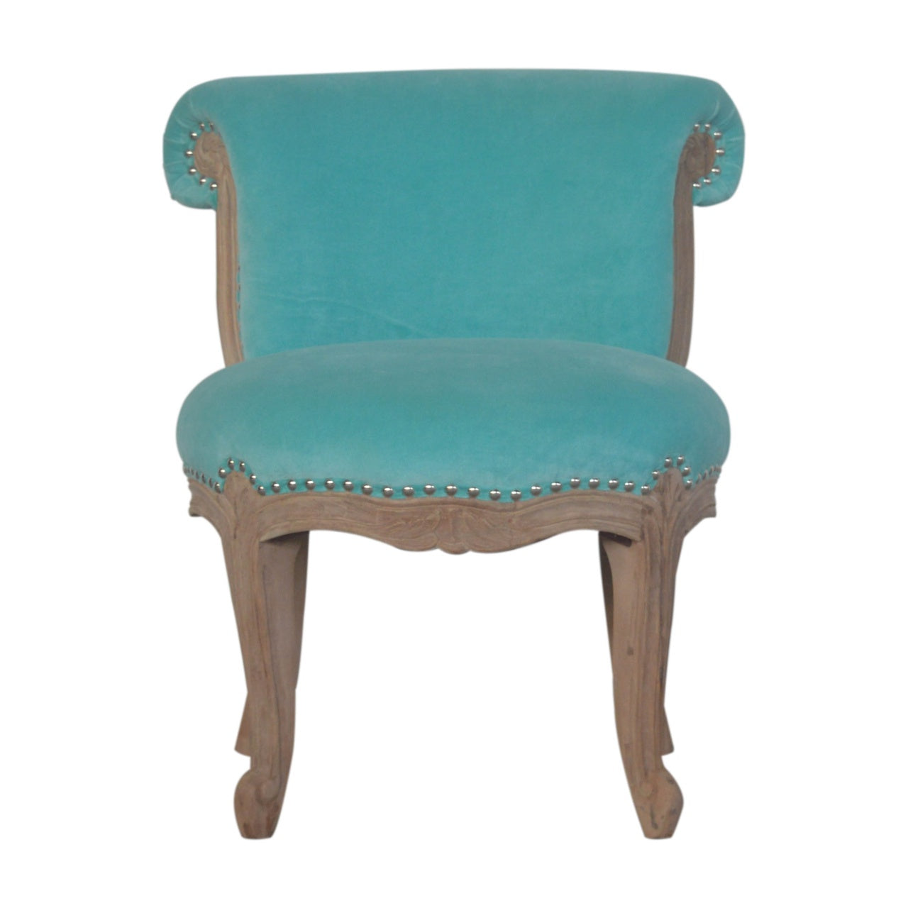 Aqua Velvet Studded Bedroom Chair