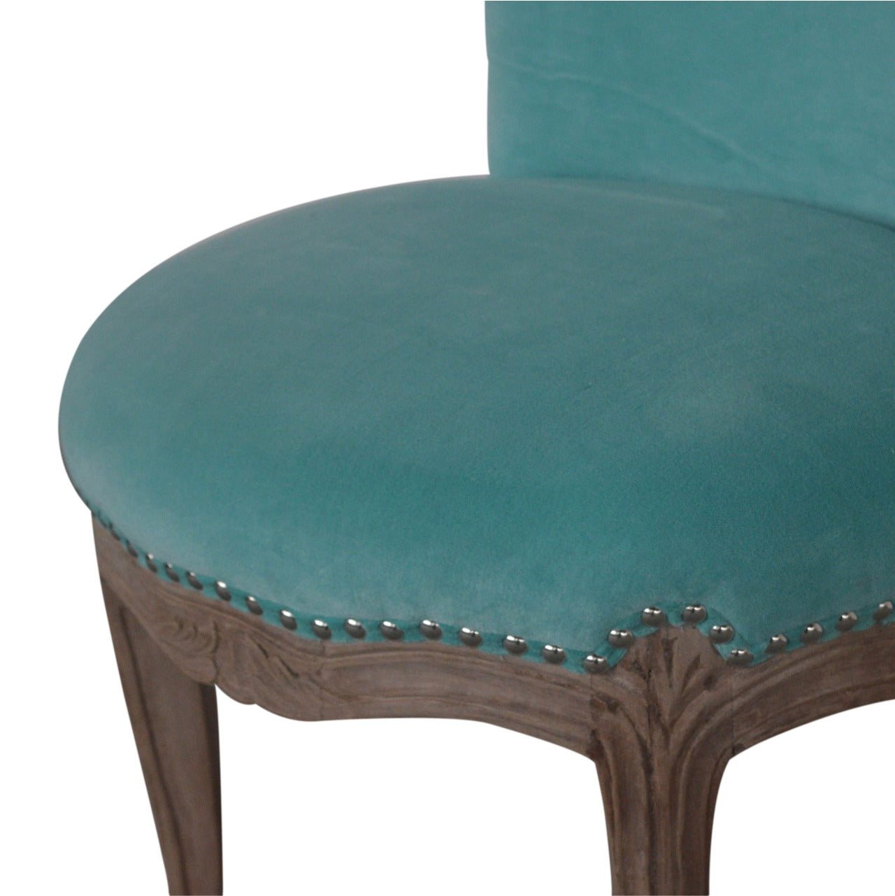 Aqua Velvet Studded Bedroom Chair