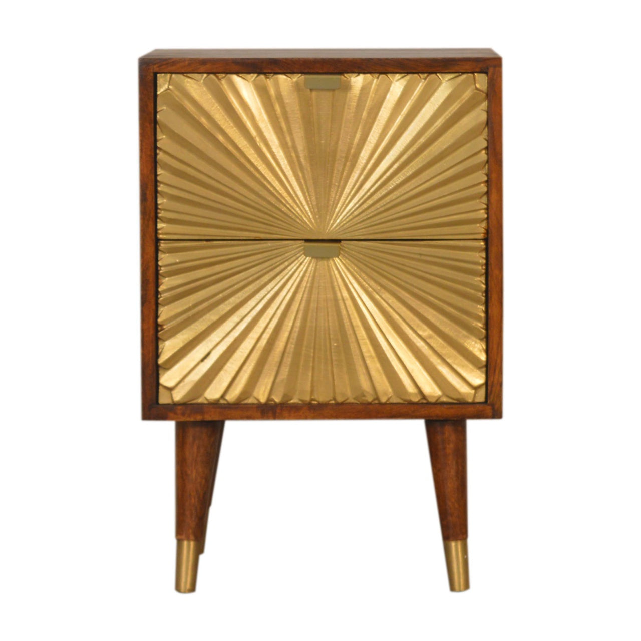 Mango Wood and Brass Bedside Table