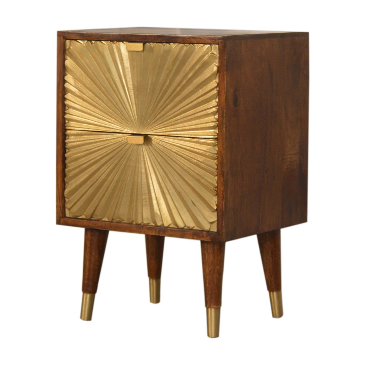 Mango Wood and Brass Bedside Table