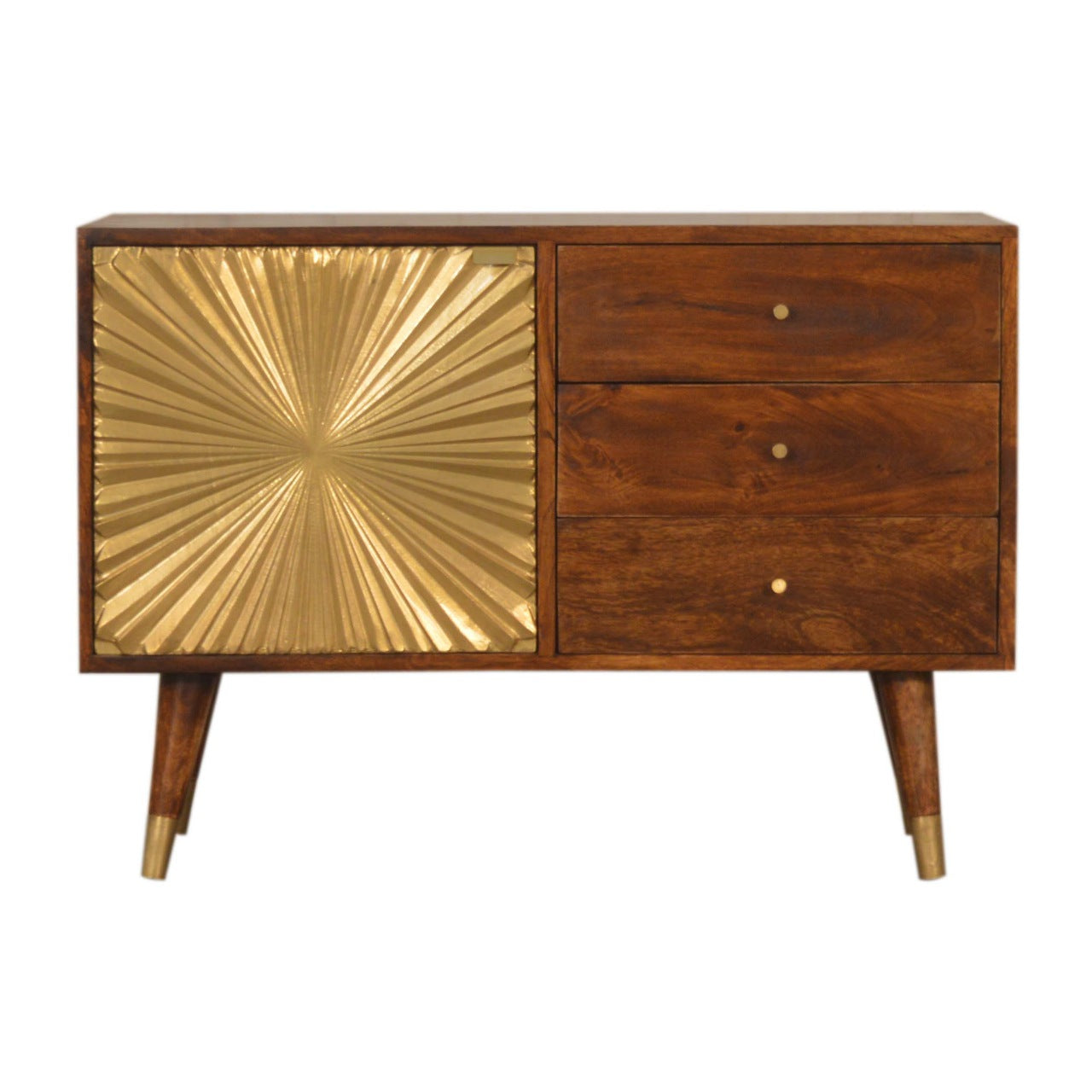 Gold and Wood Mid Century Style Sideboard