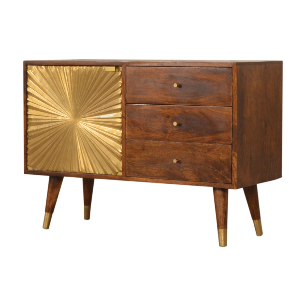 Gold and Wood Mid Century Style Sideboard