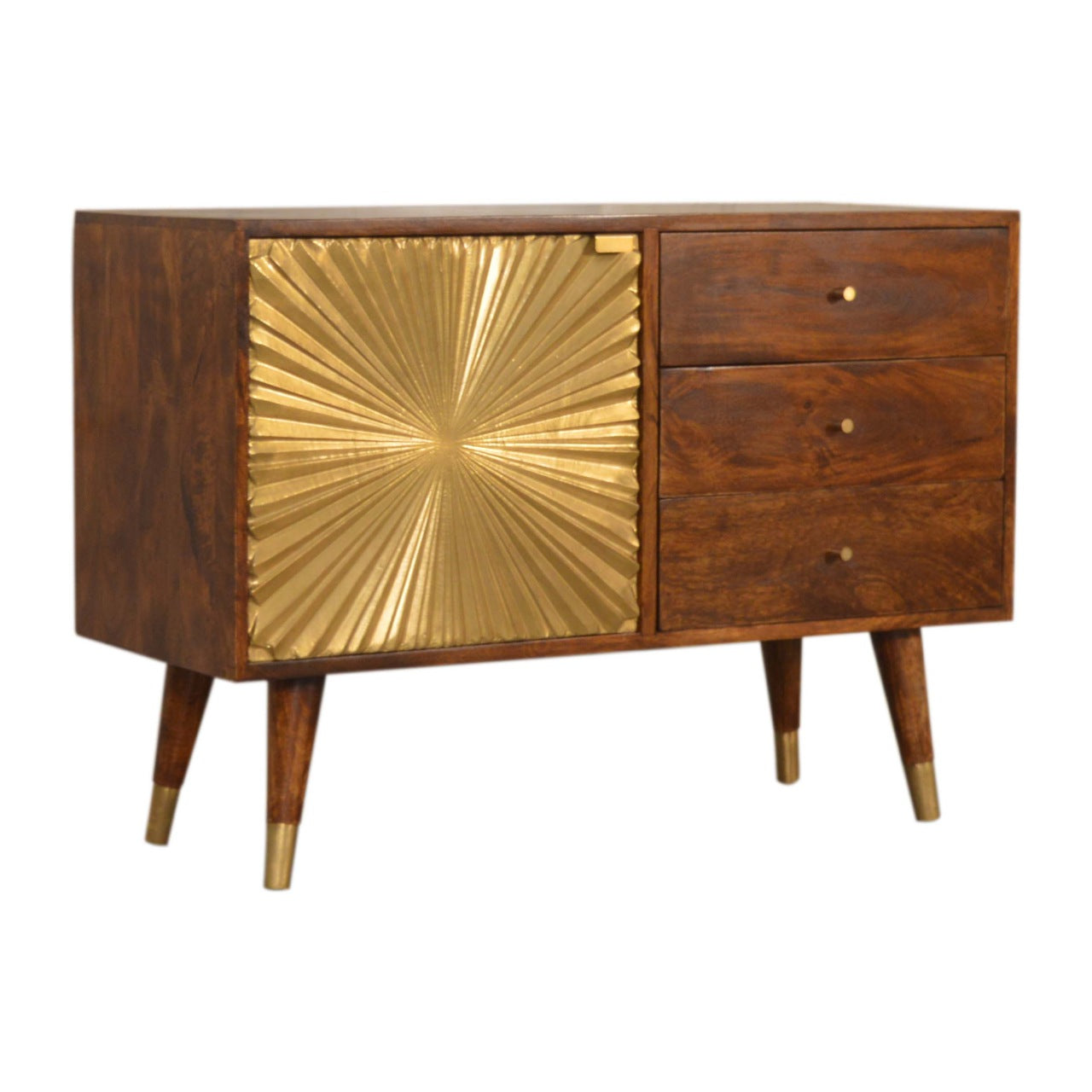 Gold and Wood Mid Century Style Sideboard