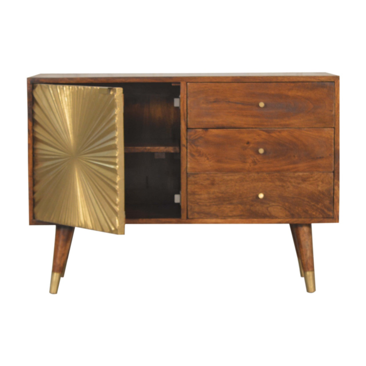 Gold and Wood Mid Century Style Sideboard