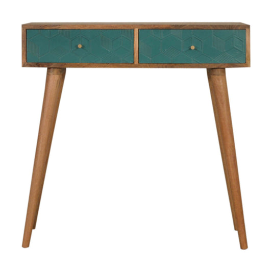 Scandinavian Style Acadia Wood Teal Console Table