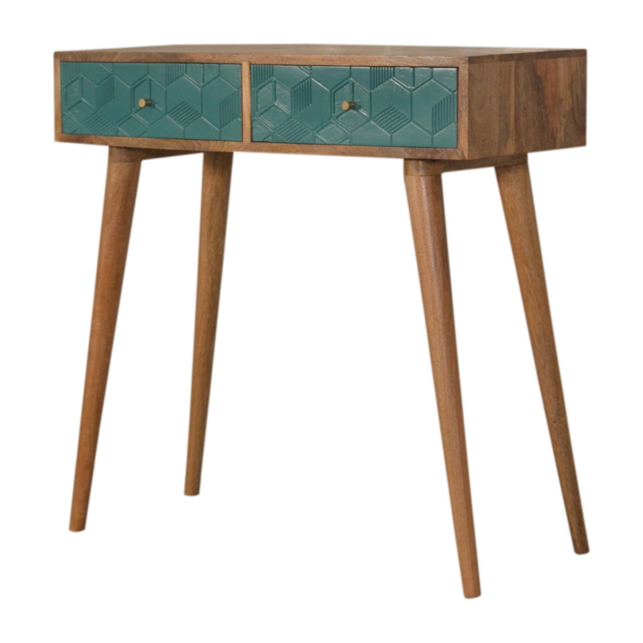 Scandinavian Style Acadia Wood Teal Console Table