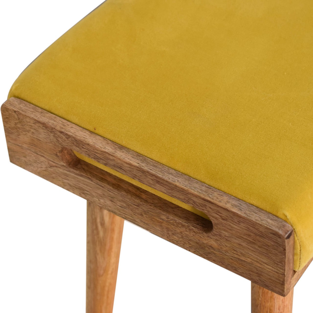 Mustard Velvet Tray Style Footstool