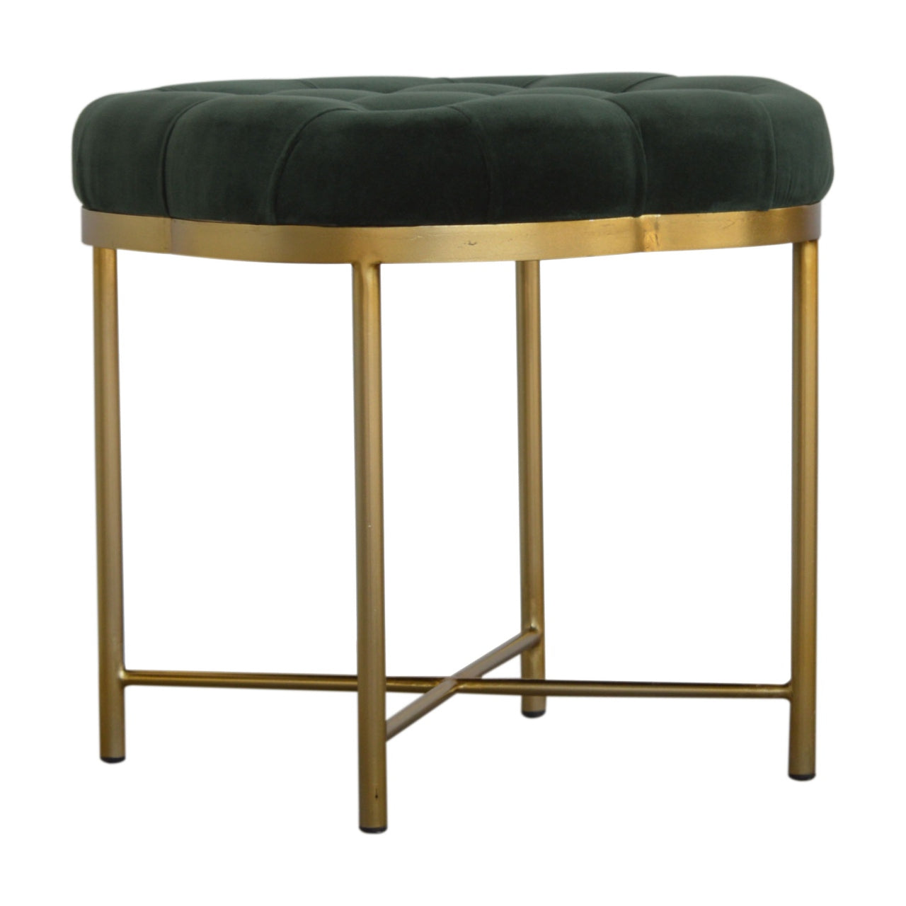 Clover Emerald Green Cotton Velvet Footstool