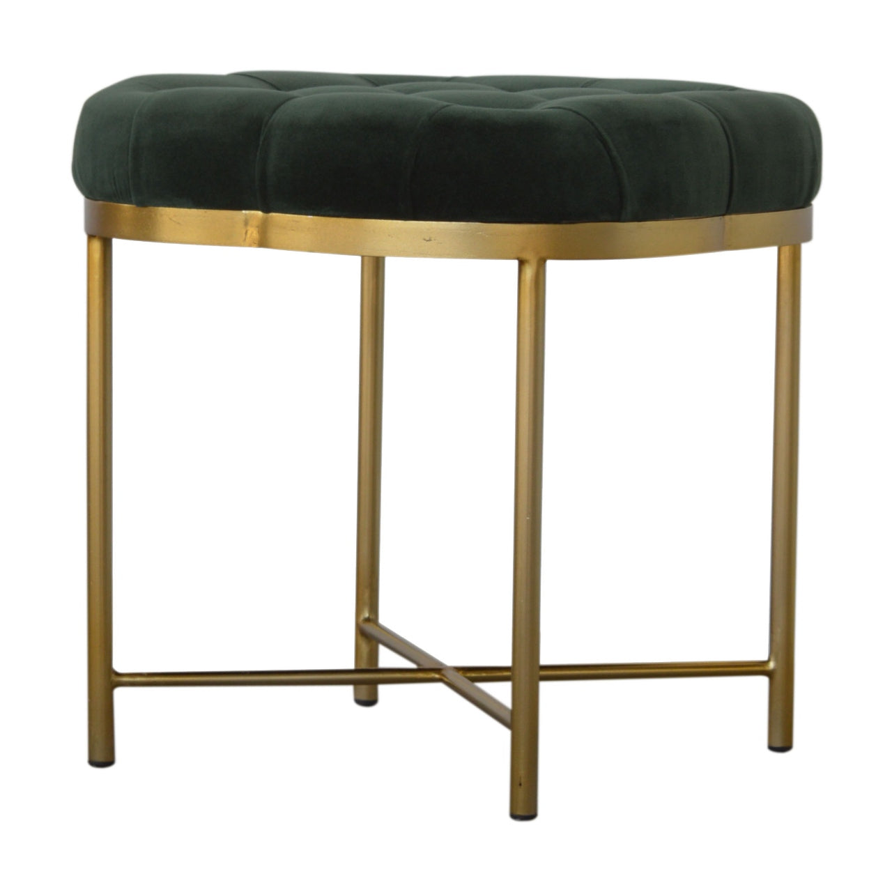 Clover Emerald Green Cotton Velvet Footstool