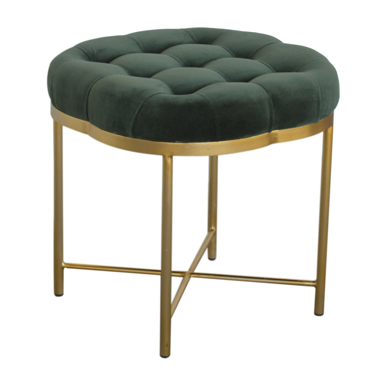 Clover Emerald Green Cotton Velvet Footstool