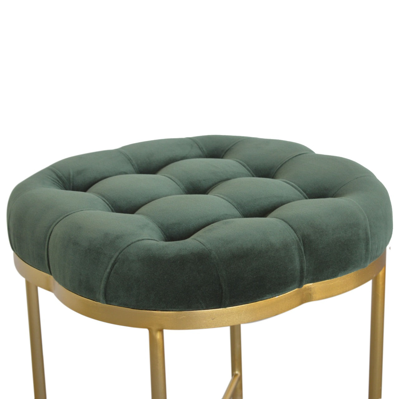 Clover Emerald Green Cotton Velvet Footstool