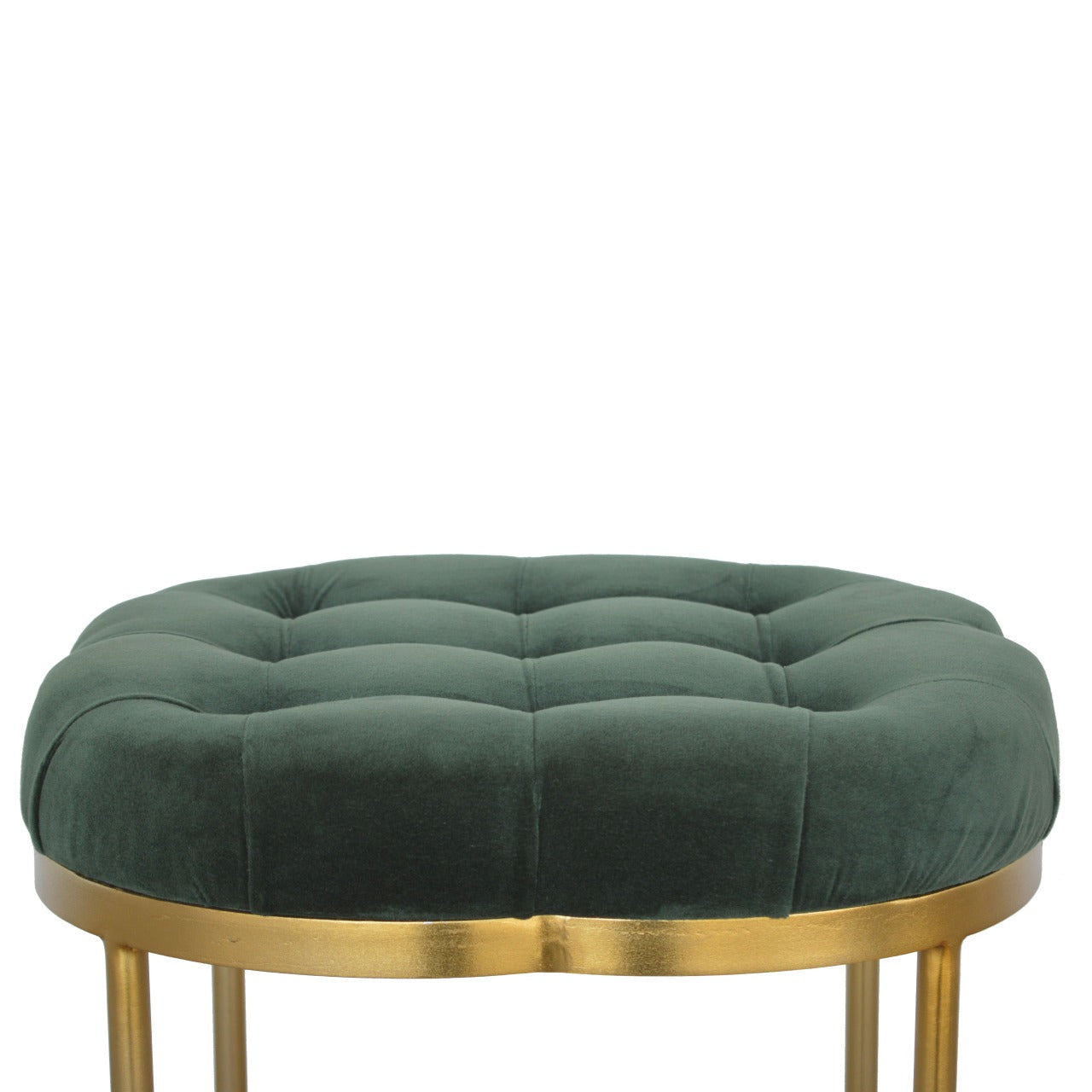 Clover Emerald Green Cotton Velvet Footstool