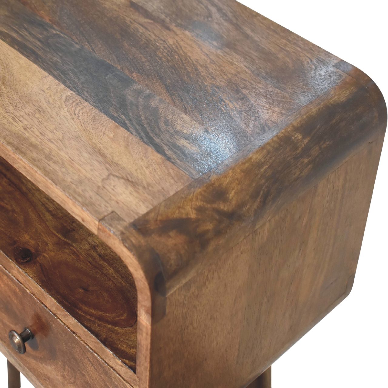 Kleiner, grau gewaschener, gebogener Konsolentisch