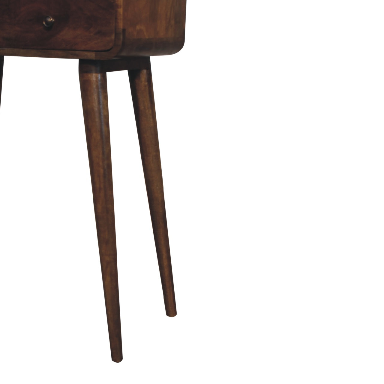 Kleiner, grau gewaschener, gebogener Konsolentisch