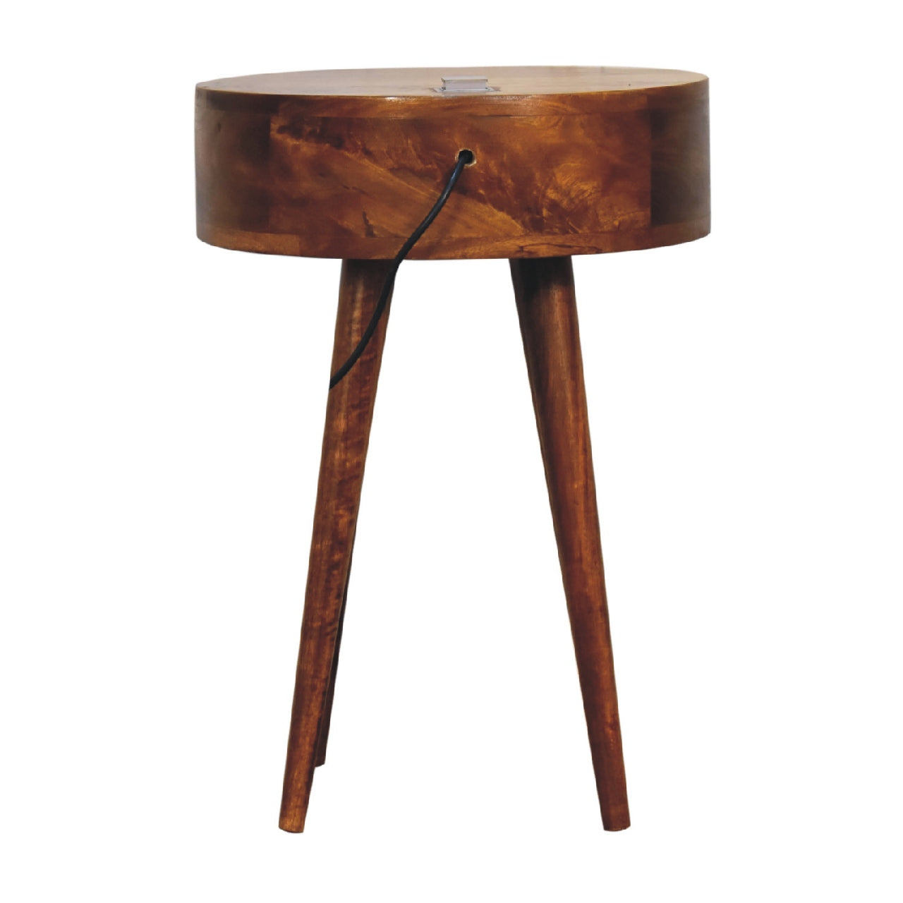 Single Chestnut Rounded Bedside Table with Reading Light