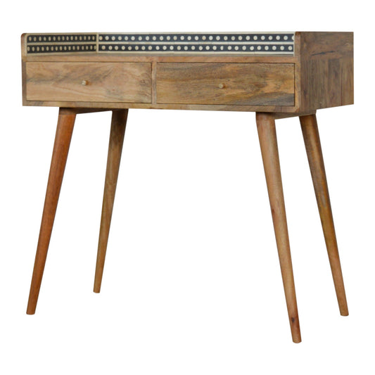 Bone Inlay Gallery Back Console Table