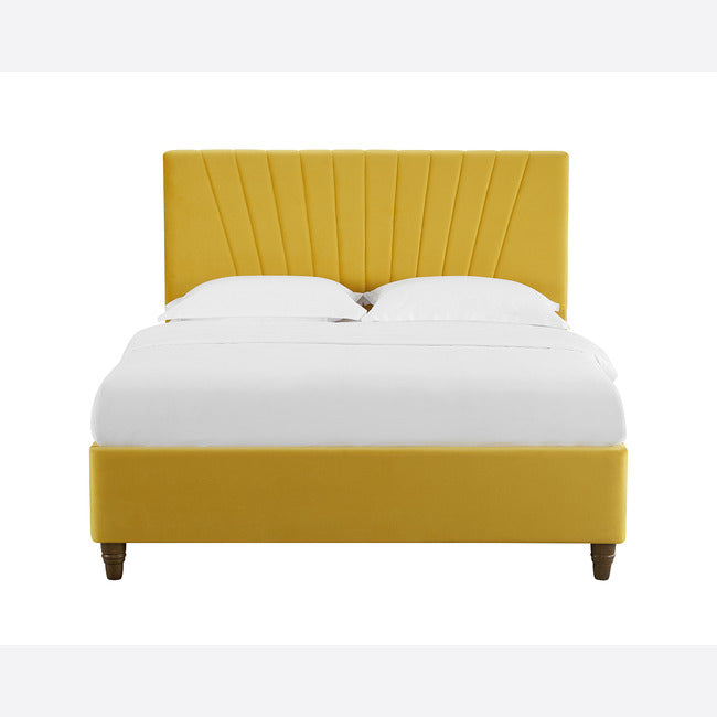Lexie Mustard Velvet Double Bed