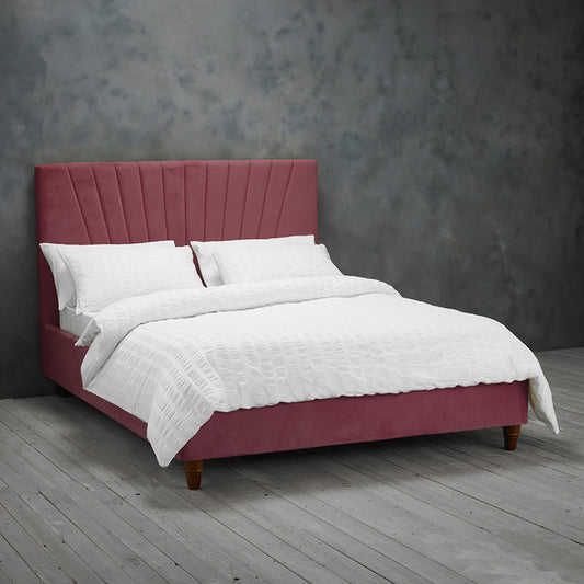 Pink velvet double bed